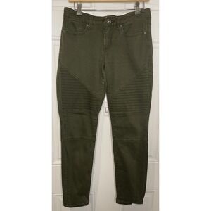 Seven7 Women's 10 Olive Green Skinny Moto Jeans High Rise Ankle Biker Stretch